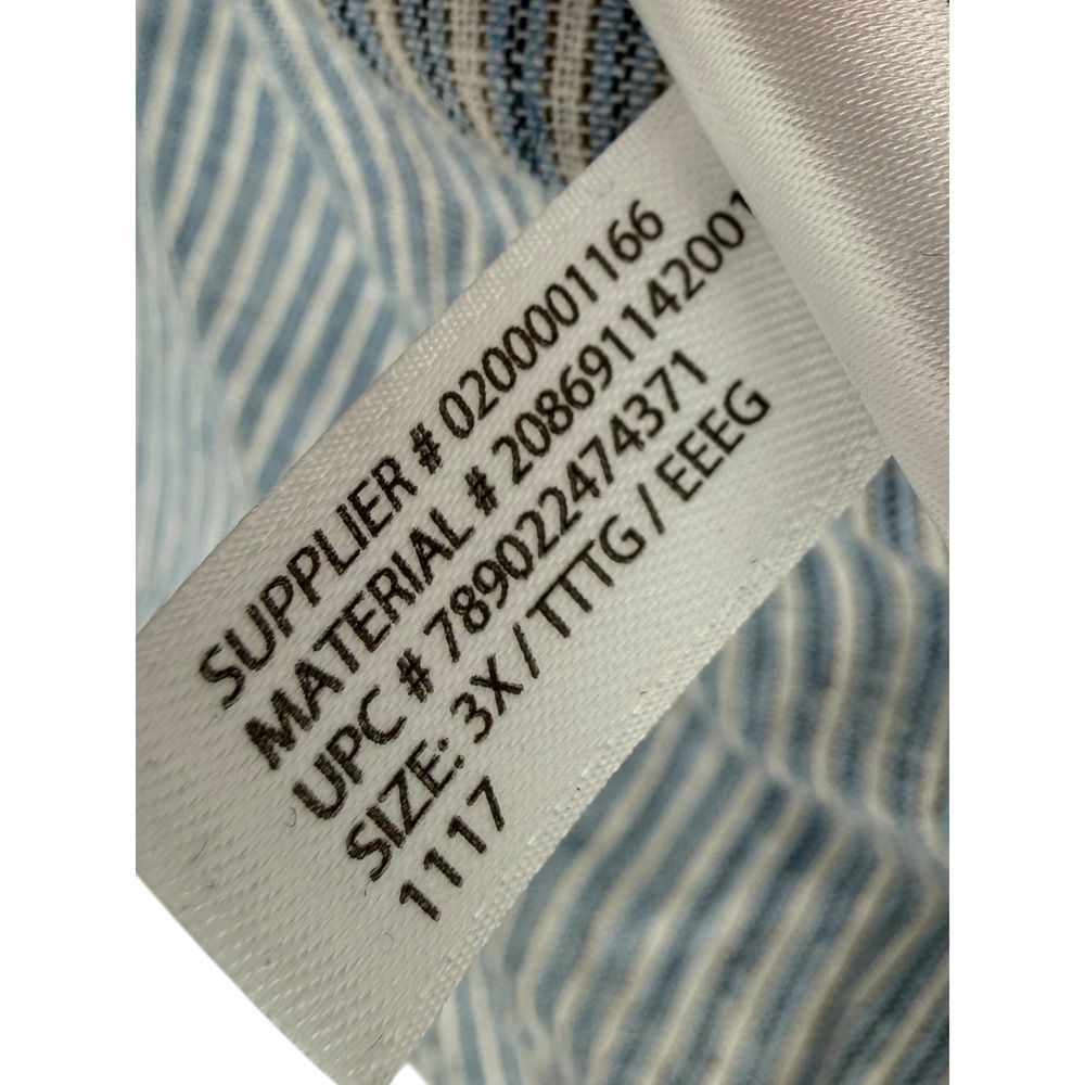 NWT Chaps Womens Cobble Ave Blue White Striped Linen Cotton Henley Shirt Size 3X - Picture 15 of 15